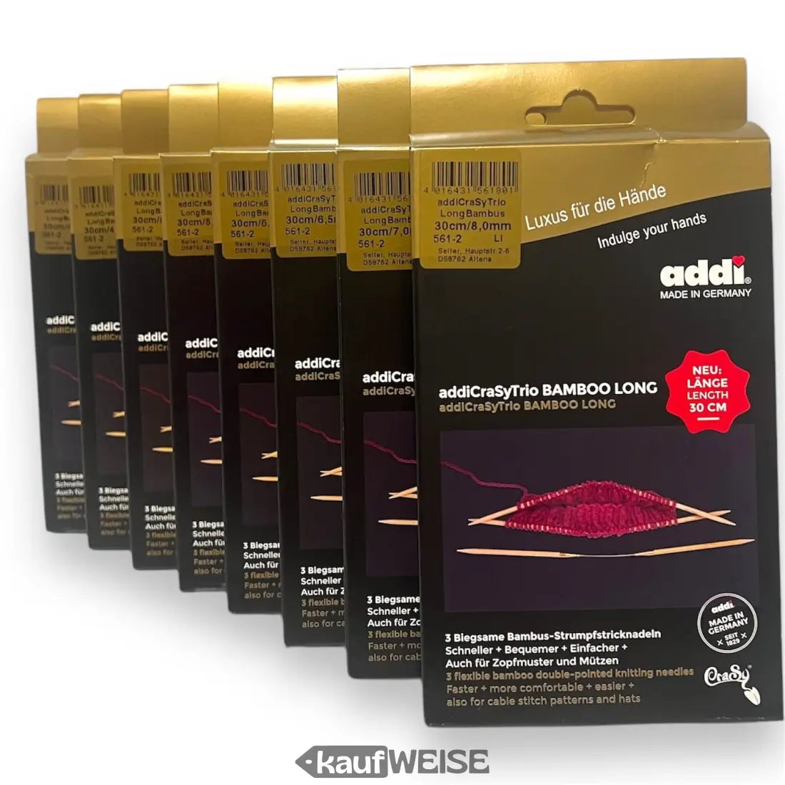 Mehrere Pakete von AddiCraSyTrio Bambus Stricknadeln für Socken Rundstricknadeln