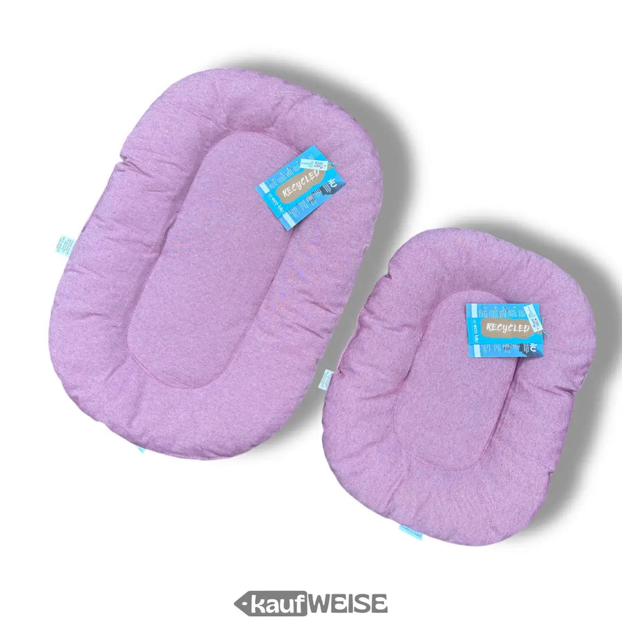 Zwei lavendelfarbene Baby-Nest-Kissen im Tierkissen Rosa-Grau Hundebett