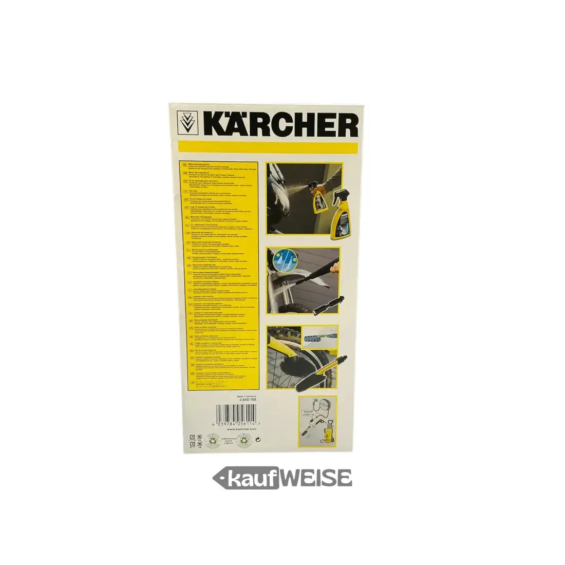 Gelbes und schwarzes Kärcher Hochdruckreiniger-Set für Motorräder