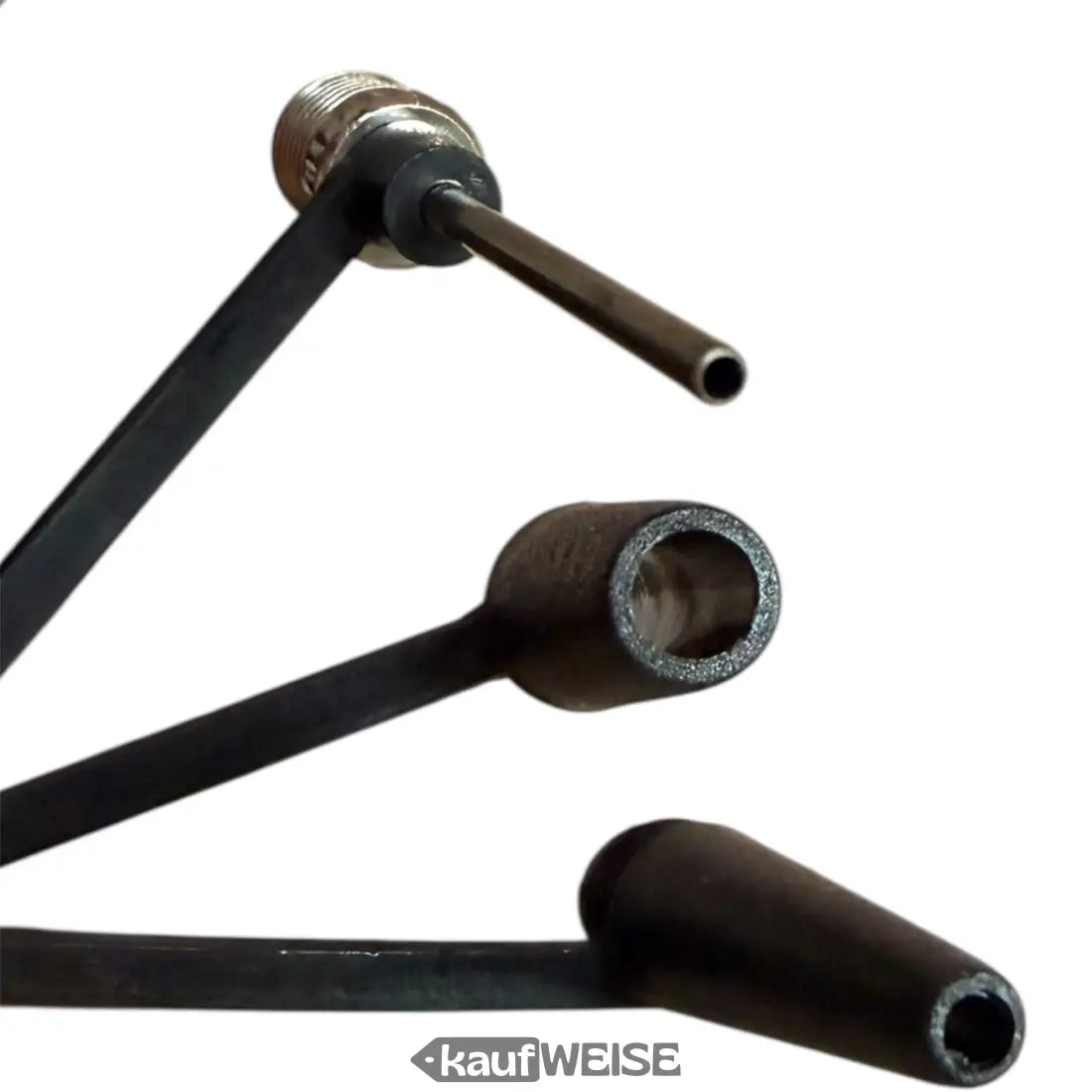 Schwarze Mini-Fahrradpumpe LeiPoS, tragbar, teleskopierbar 33-52 cm mit 3 Adaptern