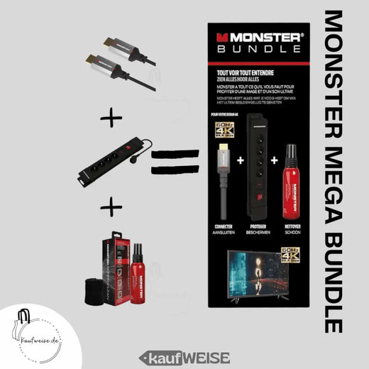 Monster Pack HDMI 8K - 4K 120Hz 48GBPS 1.8m + SCREENCLEAN 60ML + Power 4 utičnice