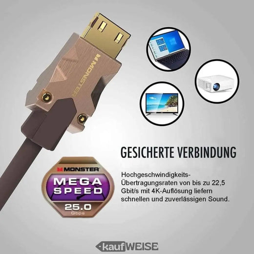 Monster M2000 HDMI kabel 5m | Hiper brzina od 25 Gbps | UHD 4K HDR10+ | V-Grip zlatni kontakti