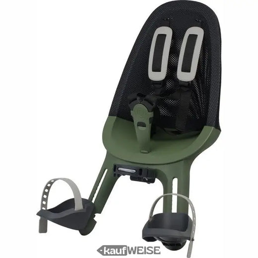 Qibbel Air prednje biciklističko sjedalo crno/zeleno | Nosač za upravljač | 9 mjeseci - 3 godine (15 kg) | Mrežasti naslon