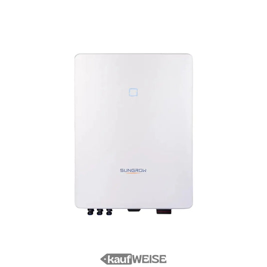 Weiße rechteckige Solarpanel mit schwarzem Text und Anschlüssen für Sungrow 4kW Wechselrichter