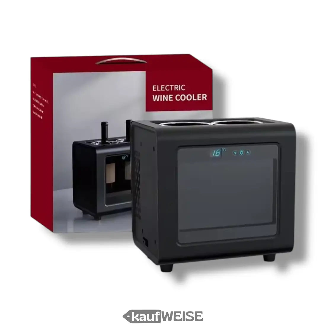 Schwarzer elektrischer Weinkühler für 2 Flaschen mit präziser Temperaturregelung