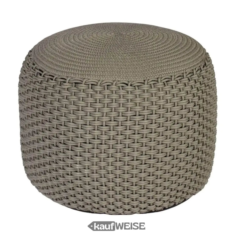 Woven cylindrical ottoman Weishäupl Pouf Hocker ideal for Indoor - Outdoor in Taupe 55cm